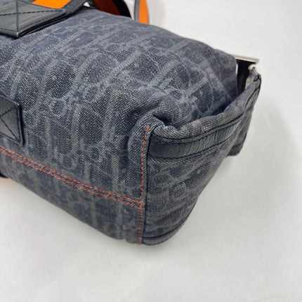 Dior Flight Medium Black Oblique Monogram Orange Strap Shoulder Bag