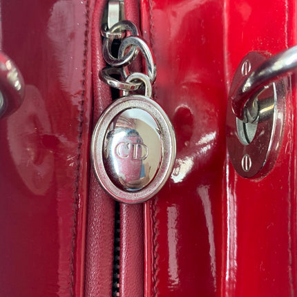 Sold Lady Dior Medium Bag Red Patent Leather