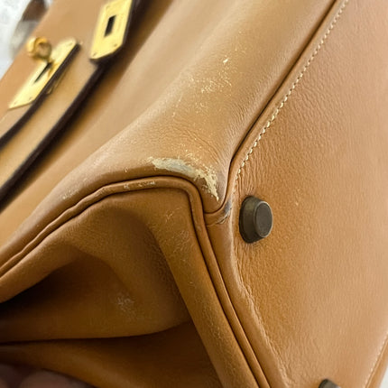 Hermes Kelly 32 Retourne 1976 Gold Box Leather Gold Hardware