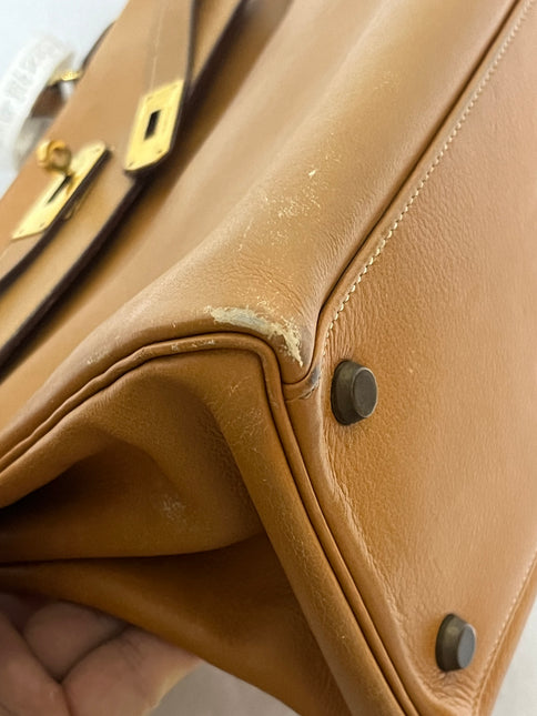 Hermes Kelly 32 Retourne 1976 Gold Box Leather Gold Hardware