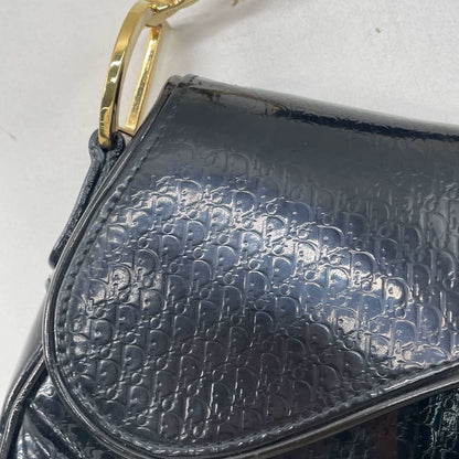 Dior Saddle Small Vintage Shoulder Bag Black Patent Leather