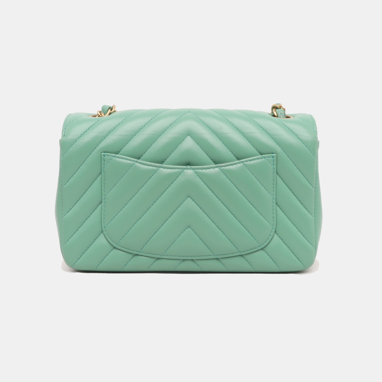 Chanel Classic Flap Mini Chevron Green Lambskin Leather Gold Hardware, 2018-2019