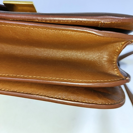 CELINE Classic Box Flap Caramel Brown Leather crossbody bag