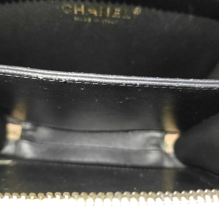 Chanel Filigree Mini Vanity Case Caviar Leather Beige with Black Trim, 2018-2019