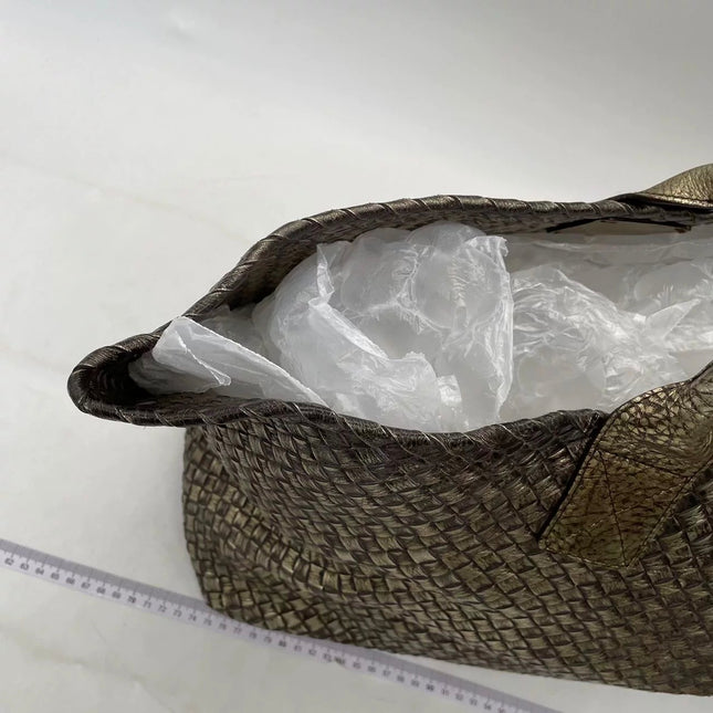 Bottega Veneta Cabat Large Intreccio Deerskin Leather Tote Bag Gold