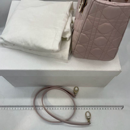 Lady Dior Medium Handbag Pearlescent Pink Cannage Leather Gold Hardware