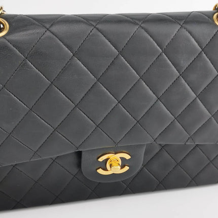 Sold Chanel Classic Flap Vintage Black Lambskin Leather with 24k Gold Hardware