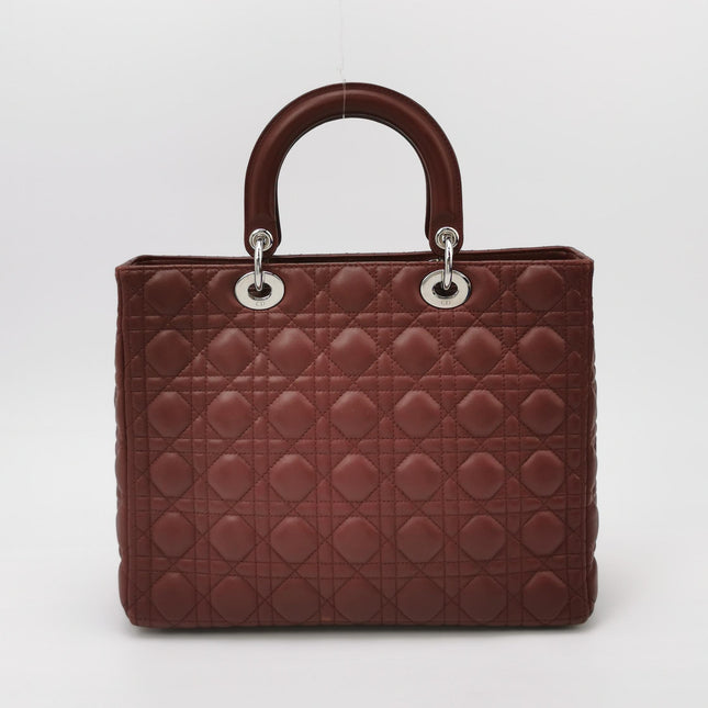 Lady Dior Large Bag Burgundy Lambskin Cannage Leather