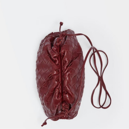 Bottega Veneta Pouch Mini Intrecciato Burgundy Leather Crossbody Bag