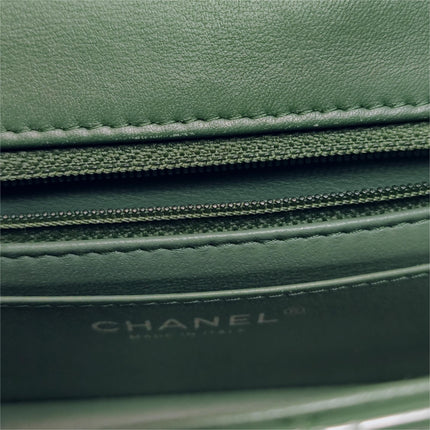 Chanel Classic Flap Rectangular Mini Green Patent Leather Silver Hardware 2016-2017