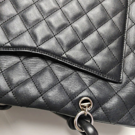 Chanel Cambon Large Black Calfskin Leather Double Strap Handbag