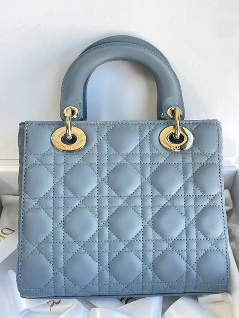 Sold Lady Dior Small My Abcdior Pale Blue Lambskin Cannage Leather