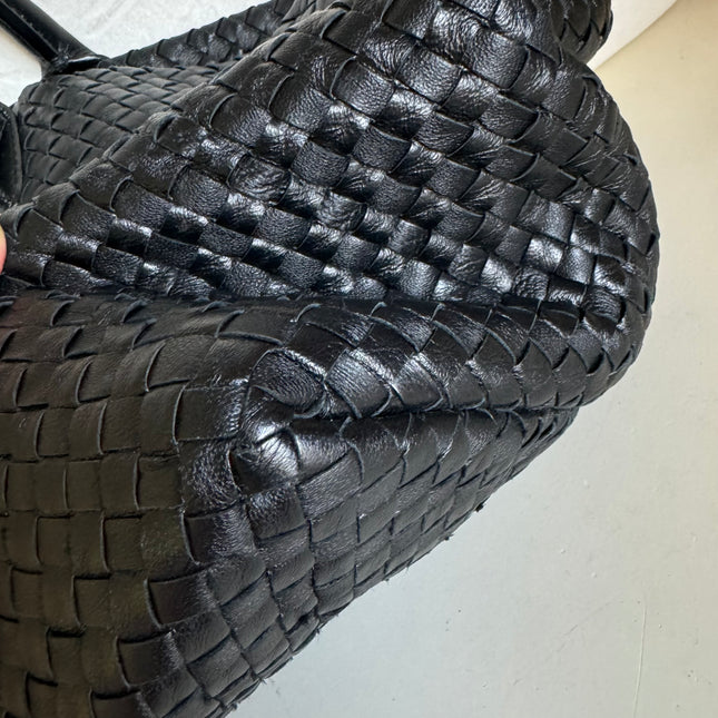 Sold Bottega Veneta Cabat Large Intreccio Leather Tote Bag Black 40cm