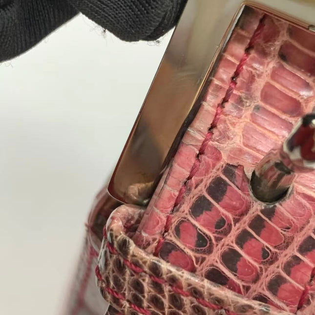 Fendi Baguette Purple Lizard Skin Leather Handbag