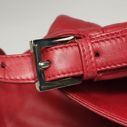 Fendi Mamma Baguette Red Lambskin Leather Silver Hardware