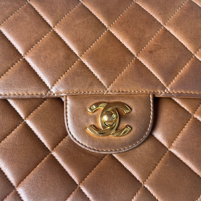 Sold Chanel Double Sided Classic Flap Caramel Leather Handbag