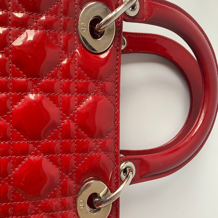 Sold Lady Dior Medium Bag Red Patent Leather