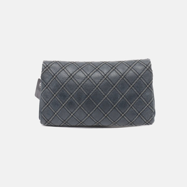 Sold Chanel Classic Flap 2014 Medium Navy Fabric Diamond Quilting Crossbody Bag