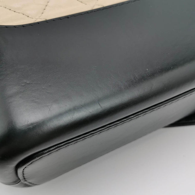 Chanel Gabrielle Hobo 2019 Beige and Black Leather Medium Crossbody Bag