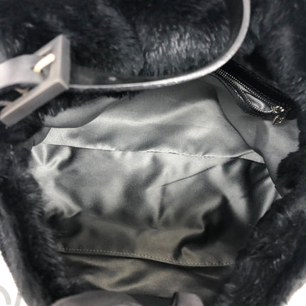 Fendi Mamma Baguette Black Faux Fur Shoulder Bag