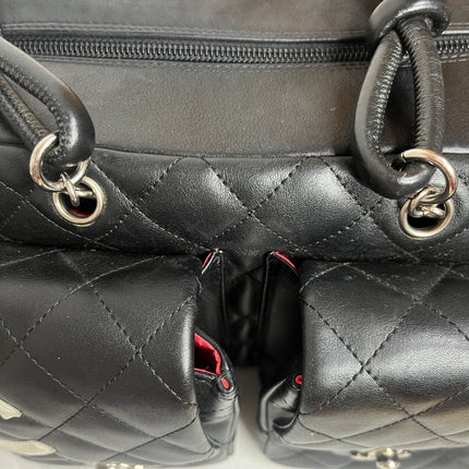 Chanel Cambon Multi-pocket Ligne Reporter Bag Medium Black Calfskin Leather