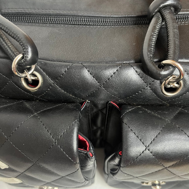 Chanel Cambon Multi-pocket Ligne Reporter Bag Medium Black Calfskin Leather
