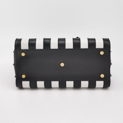 Saint Laurent Sac De Jour Small Black and White Striped Leather Handbag