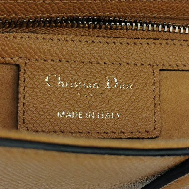 Dior Saddle 2021 Medium Tan Brown Grained Calfskin Leather Bag