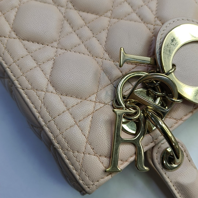 Lady Dior Medium Light Pink Lambskin Leather Gold Hardware