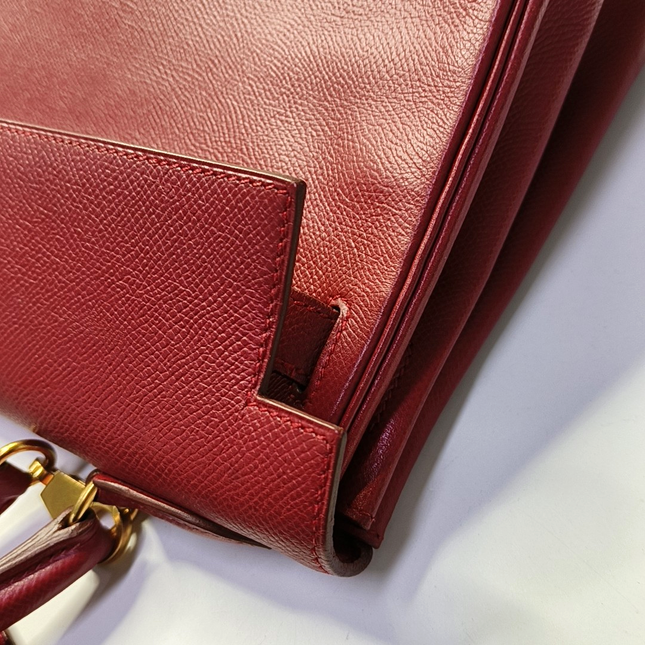 Hermes Kelly 32 Retourne Rouge Vif Red Epsom Leather Gold Hardware 1997