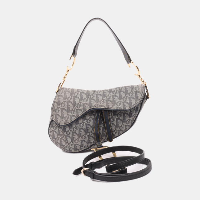 Dior Saddle Vintage Navy Oblique with Multicolor Silk Lining