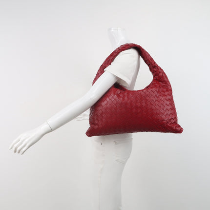 Bottega Veneta Hop Hobo Large Red Intrecciato Leather 45cm