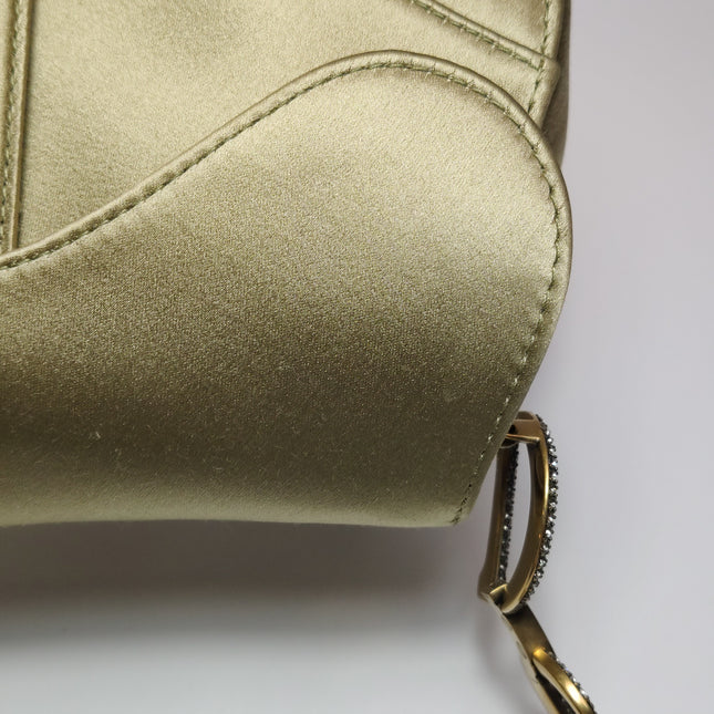 Dior Saddle Mini Silk Handbag Light Gold with crystals