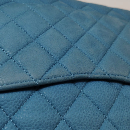 Chanel Timeless Classic Flap Medium Light Blue Caviar Leather Silver Hardware