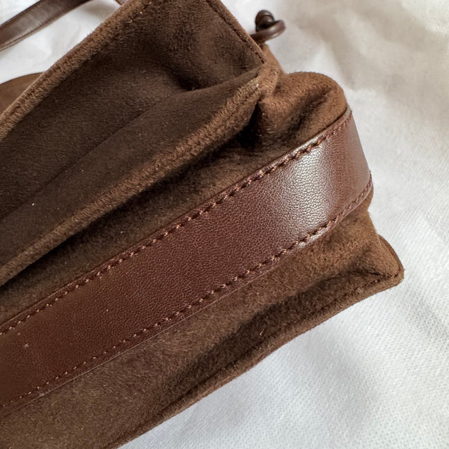 Loewe Flamenco Medium Brown Suede Leather Shoulder Bag 28cm