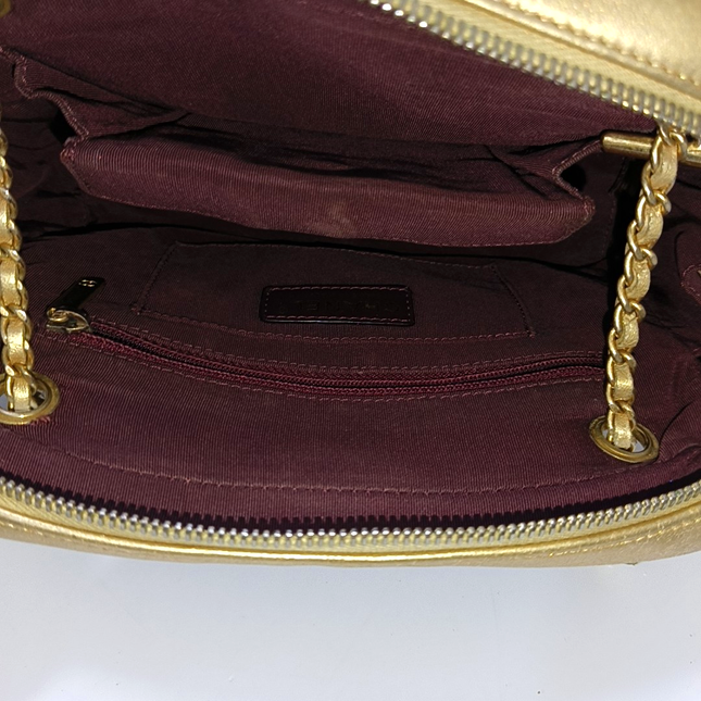Chanel Camera Bag Chevron Stitching Black Gold Lambskin Leather Double Gold Chain, 2014