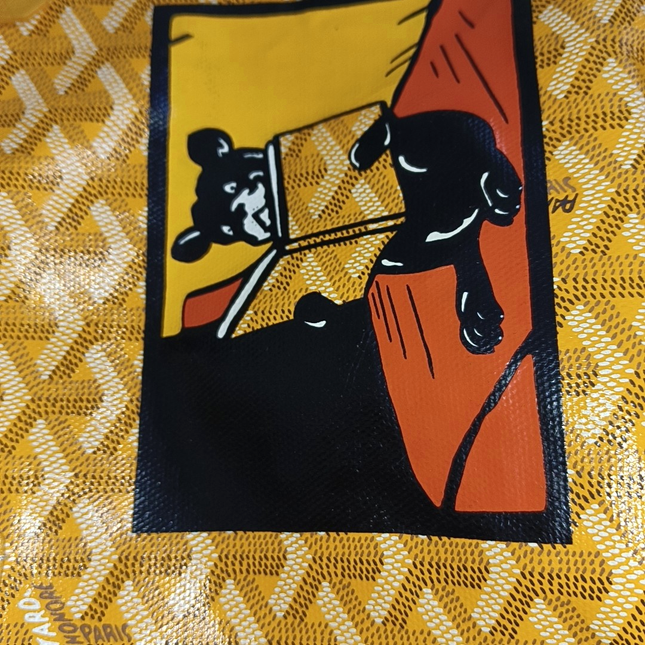 Goyard Anjou Mini Tote Yellow French Bulldog Reversible Leather