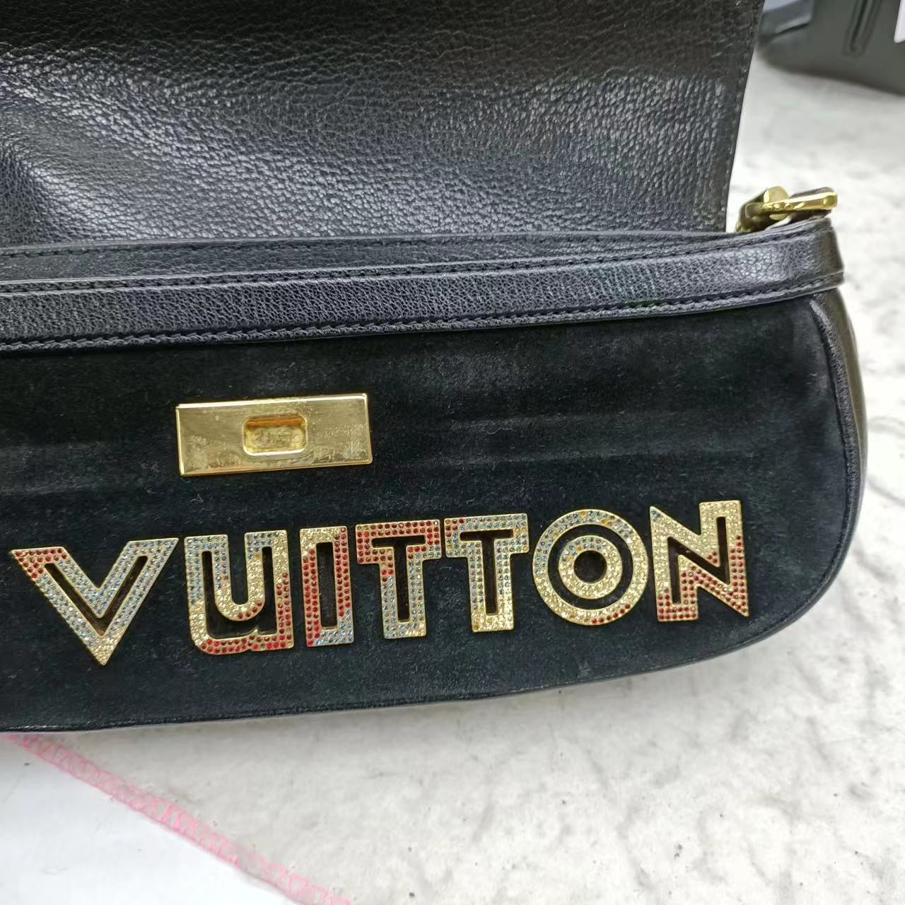 Louis Vuitton Avant-Garde Pochette Clutch Suede Leather Crystal Logo, 2011