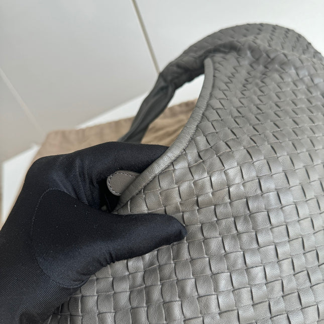 Sold Bottega Veneta Belly Hobo Intrecciato Grey Leather Medium 40cm