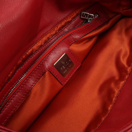 Fendi Mamma Baguette Red Lambskin Leather Silver Hardware