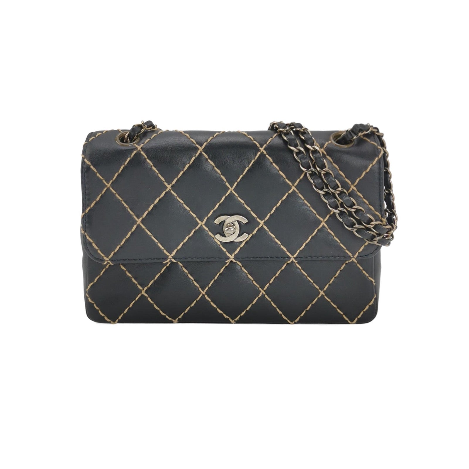 Chanel Wild Stitch Flap Black Leather with Stitching Detail 2000