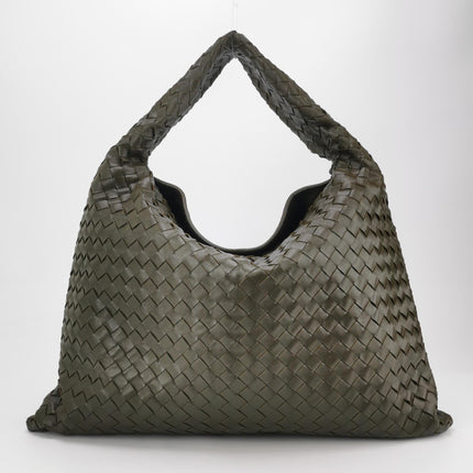 Bottega Veneta Hop Large Leather Dark Olive Green Hobo Bag