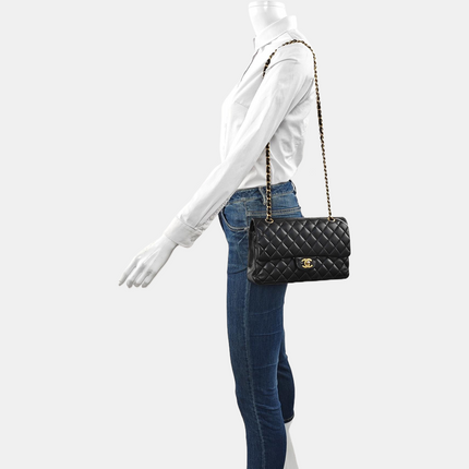Chanel Timeless Classic Flap Medium Black Lambskin Leather Gold Hardware
