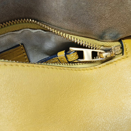 Loewe Puzzle Small Tricolor Tan Yellow Grey Braided Handle Crossbody Bag