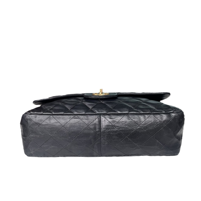 Sold Chanel Classic Flap Jumbo Vintage Black Lambskin Leather with 24k Gold Hardware