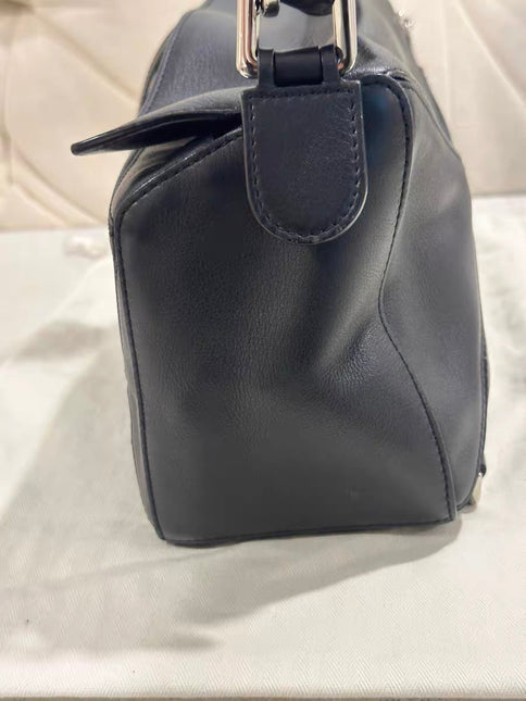 Loewe Puzzle Small Black Smooth Leather White Logo With Metal Feet 2016