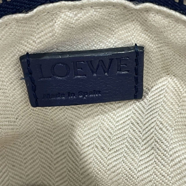 Loewe Puzzle Small Leather Woven Braided Navy Crossbody Bag