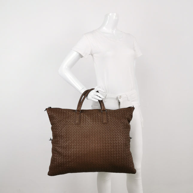 Bottega Veneta Maxi Convertible Tote Dark Chocolate Brown Leather 50cm