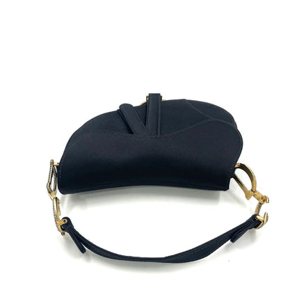 Dior Saddle Mini Silk Handbag Black with crystals