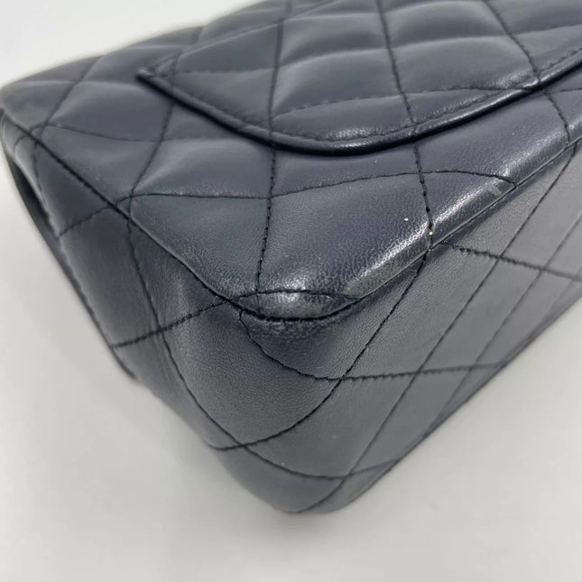 Chanel Classic Flap Rectangular Mini 2015 Navy Lambskin Gold Hardware